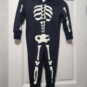 Kids Skeleton One Piece Pajama - Black and White